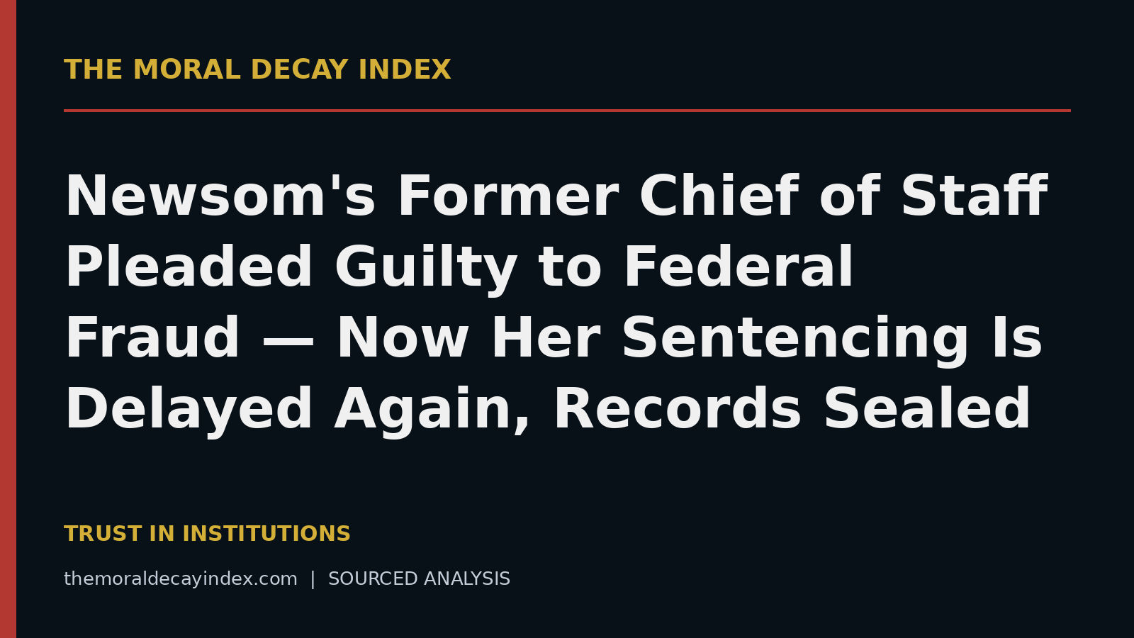 Newsom’s Former Chief of Staff Pleaded Guilty to Federal Fraud — Now Her Sentencing Is Delayed Again, Records Sealed